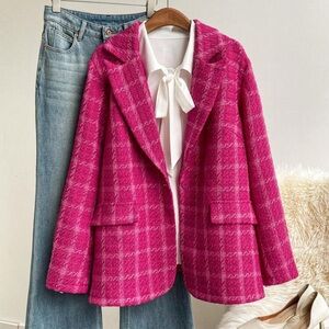 Women's Pink Plaid Jacket